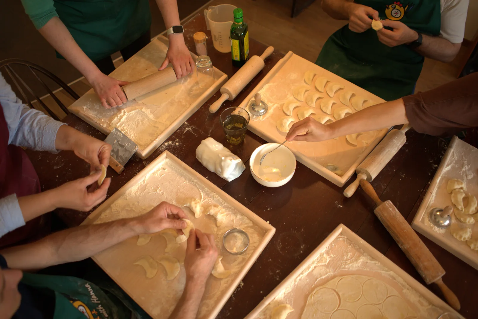 folding fresh pierogi